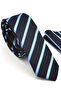 Blue Stripe Navy Blue Woven Fabric Handkerchief Slim Fit Tie / Sdk-220702