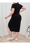 Women's Plus Size Short Sleeve Side Slit Crew Neck Viscose Dress - 4