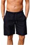 Navy Blue Long Model Water Repellent Solid Color Men's Beach Swim Shorts Swimsuit - 2203-Navy Blue