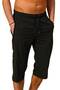 Khaki Below Knee Long Model Water Repellent Lycra Flexible Fabric Men's Beach Sea Capri Shorts - 941-Ha - 7