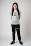 Girl's Round Neck Printed Boy Cat Lower-Top Pjamas Suit