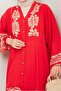 Alyes Half Button Viscose Dress 1503 - Burgundy - 5