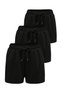 3 Pcs Women's Black Lycra Flexible Sweat-Wicking Comfortable Wear Seasonal Shorts - 5