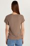 Women's Slim Fit Tight Fit Short Sleeve Crew Neck Mink T-Shirt Blouse - 5