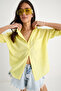 Women's Yellow Single Pocket Oversize Linen Shirt 25626 60284054 - 3