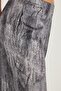 Women's Slim Fit Elastic Printed Wide Leg Black Trousers - 2