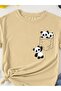 Unisex Beige Cute Pandas Printed Cotton, Oversized, Stylish, Casual T-Shirt - 2