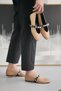 Siena Black Beige Ballerina Shoes with Buckle Detail and Stones - 5