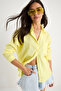 Women's Yellow Single Pocket Oversize Linen Shirt 25626 60284054