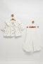 Floral Patterned Muslin Shirt & Ruffled Double Set - Baby Girl for Ages 1,2,3,4 - 2