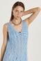 Women's Standard Fit Acrylic Knitted Patterned V-Neck Strap Blue Beach Dress - 2