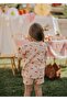 Girl's Summer Suit Pink Cherry Patterned 100% Cotton - 3