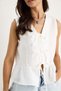 Women's White V-Neck Bow Detailed Muslin Peplum Blouse G28-4883 60283356 - 6
