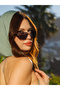 Geometric Design Black Unibody Glass Women Sunglasses Ce Certified Uv400 Protected - 2