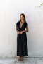 Manarola Gather Detail Black Long Dress - 4