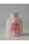 Decorative Concrete Vase Small Size - Line Patterned - 9,5X6,5 - Dry Flower - Decorative Flower Vase - 4
