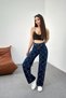 Women's Navy Blue High Waist Diamond Stone Lycra Straight Jeans - 3