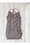 Intive Love Cold Beige Glitter Degaje Low-Cut Neckline Side Gathered Cross Back Mini Dress/Nightdress - 3