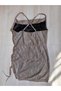 Intive Love Cold Beige Glitter Degaje Low-Cut Neckline Side Gathered Cross Back Mini Dress/Nightdress - 5