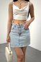 Women's High Waist Diamond Stone Mini Jeans Denim Skirt - 2