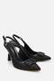 Women's Black Straw Detailed Open Back Heeled Shoes - 2