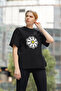Daisy Printed Women's Crew Neck Cotton Oversize Fit Short Sleeve T-Shirt - 3