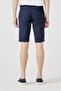 Dark Navy Blue Elastic Waist 100% Linen Shorts - 3