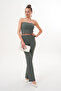 Khaki Green Women's Grass Striped Bottom Top Set - 5