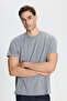 Cotton Slim Fit Slim Fit Crew Neck Dark Gray Melange T-Shirt - 3