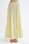 4567 Women's Ruffled Long Muslin Skirt Pastel Yellow - 3