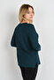 Women's Side Slits Stone Embroidered Long Sleeve Mother Blouse 5703 Emerald - 4