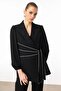 Modailgi Sleeves Pleated Stripe Accessory Jacket - 45008 Black - 7