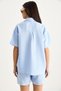Women's Baby Blue Palm Embroidered Casual Shirt Pocket Detailed Shorts Muslin Top and Bottom Set G28-4884 60283359 - 8