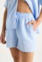Women's Baby Blue Palm Embroidered Casual Shirt Pocket Detailed Shorts Muslin Top and Bottom Set G28-4884 60283359 - 7