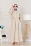 Pocket Detailed Zippered Dress Set-Beige