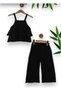 Girls' Strappy Set Ruffle Strap Blouse- Wide Leg Pants Set Ruffle Strap Girls' Set