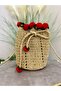Hand Knitted Paper String Bouquet Bag Flower Bag Straw (Red) - 4