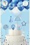 Blue Happy Birthday Themed Cake Top Character Set Ornament - 2