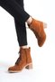 Zrjb02 Premium Lace-Up Zippered Orthopedic Thick Heeled Women's Boots - Suede Tan - 3