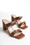 Women's Special Design Thick Heeled Double Banded Buckle Daily Heeled Slippers