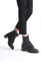 Zrjb02 Premium Lace-Up Zippered Orthopedic Thick Heeled Women's Boots - Black - 7