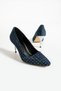 Blue Denim Stone 7 cm Vegan Leather Heeled Shoes |   Comfortable, Stylish, Daily and Special Occasion Women's Shoes - 6