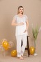 Button Collar Short Sleeve Lace Detailed Maternity-Pregnant Pajama Set