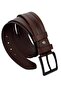 Brown Genuine Leather Model with Stitched Center 4.5 Cm. Widened Sports Belt - 509-61 - 2