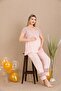 Button Collar Short Sleeve Lace Detailed Maternity-Pregnant Pajama Set - 2