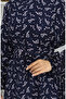 Patterned Belted Dress 2049-01 Navy Blue - 5