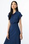 Buttoned Front Maxi Dress with Belt Navy Blue 05080 - 2