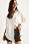 Women's Ecru Double Pocket Self-Gilding Long Sleeve Shirt 8434 60283367 - 6