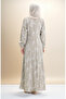 Patterned Dress with Elastic Sleeves 2047-04 Green - 6
