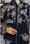 Viscose Fabric Half Button Dress 2044-01 Navy Blue - 4